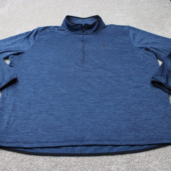 Under Armour Fleece Sweatshirt Men 4XL XXXXL Blue Loose Fit Coldgear 1/2 Zip L/S - Picture 2 of 14
